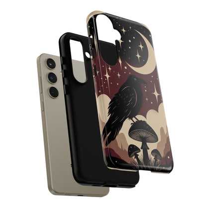 Raven On Mushroom Tough Phone Case For iPhone Samsung GooglePhone CaseVTZdesignsiPhone 15 Pro MaxMatteAccessoriescottage corecottagecore