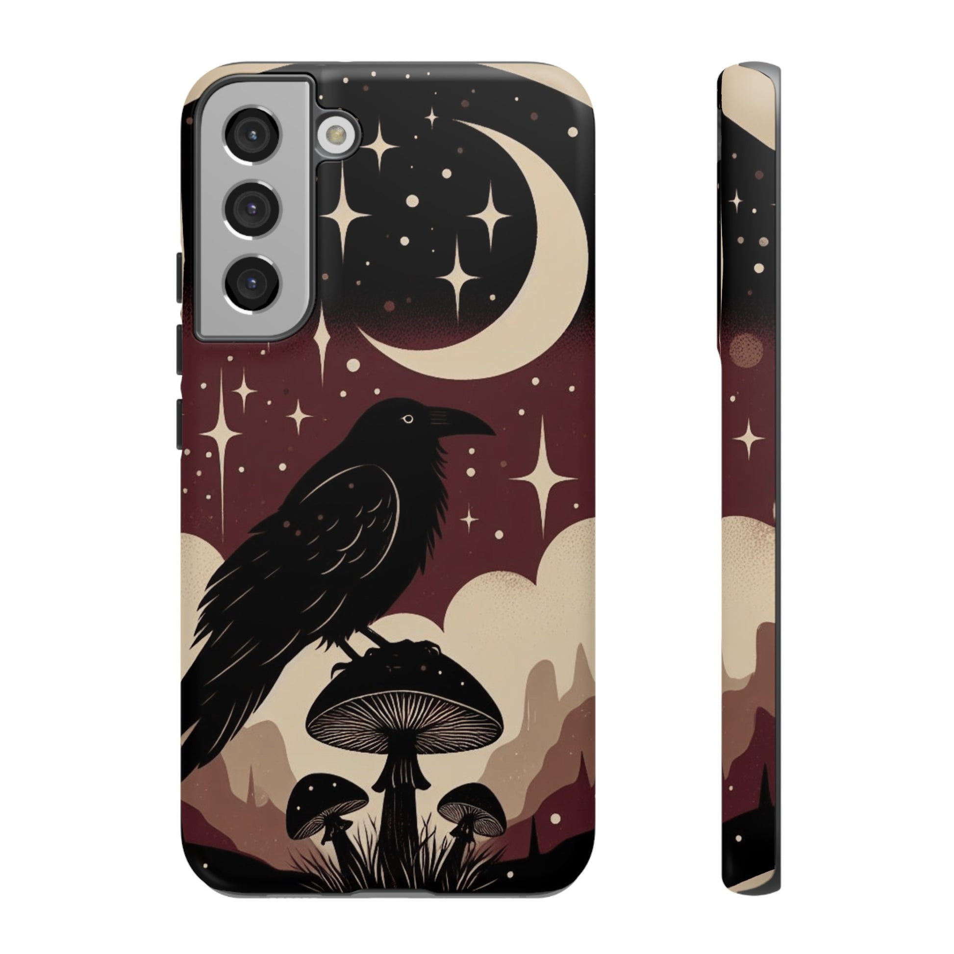 Raven On Mushroom Tough Phone Case For iPhone Samsung GooglePhone CaseVTZdesignsSamsung Galaxy S22 PlusMatteAccessoriescottage corecottagecore