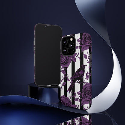 Striped Crows and Roses Tough Cases for iPhone Samsung Google Phones