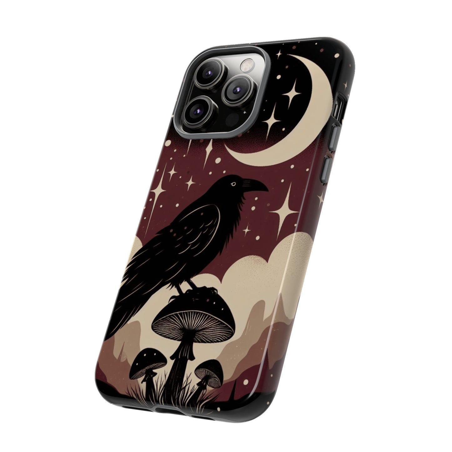 Raven On Mushroom Tough Phone Case For iPhone Samsung GooglePhone CaseVTZdesignsiPhone 15 Pro MaxMatteAccessoriescottage corecottagecore