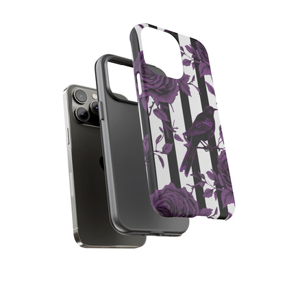 Striped Crows and Roses Tough Cases for iPhone Samsung Google PhonesPhone CaseVTZdesignsSamsung Galaxy S23GlossyAccessoriescrowsGlossy