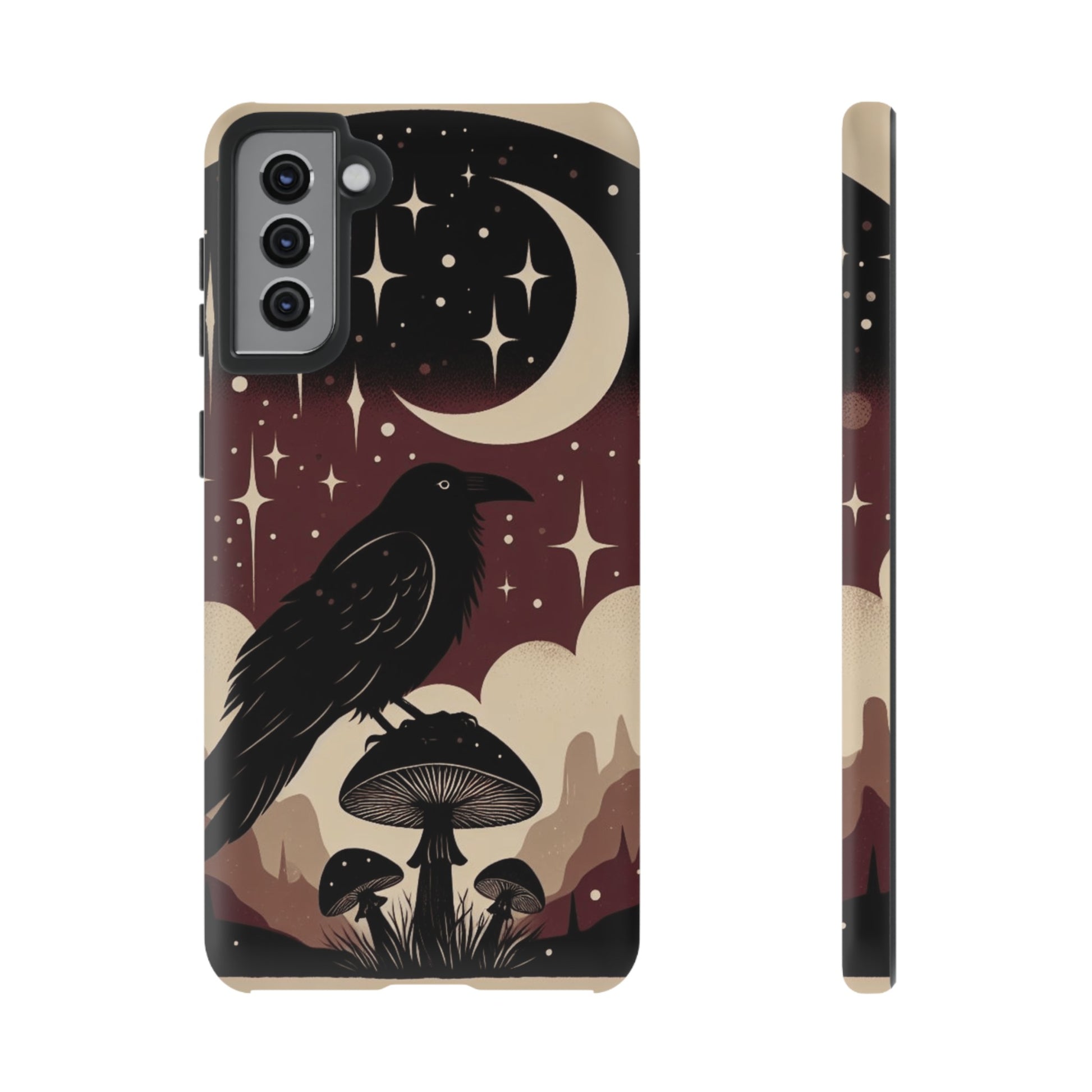 Raven On Mushroom Tough Phone Case For iPhone Samsung GooglePhone CaseVTZdesignsSamsung Galaxy S21 PlusMatteAccessoriescottage corecottagecore