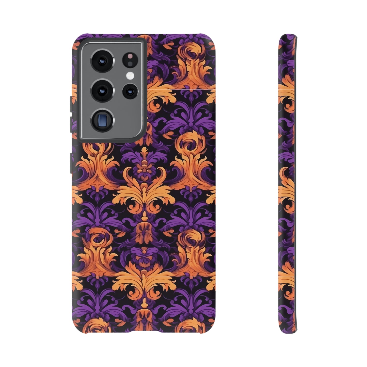 Purple and Orange Damask Tough Case for iPhone Samsung Google Phone