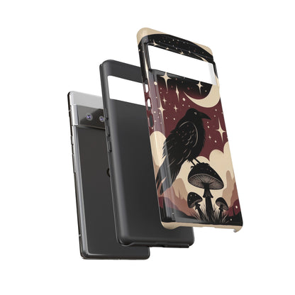 Raven On Mushroom Tough Phone Case For iPhone Samsung Google