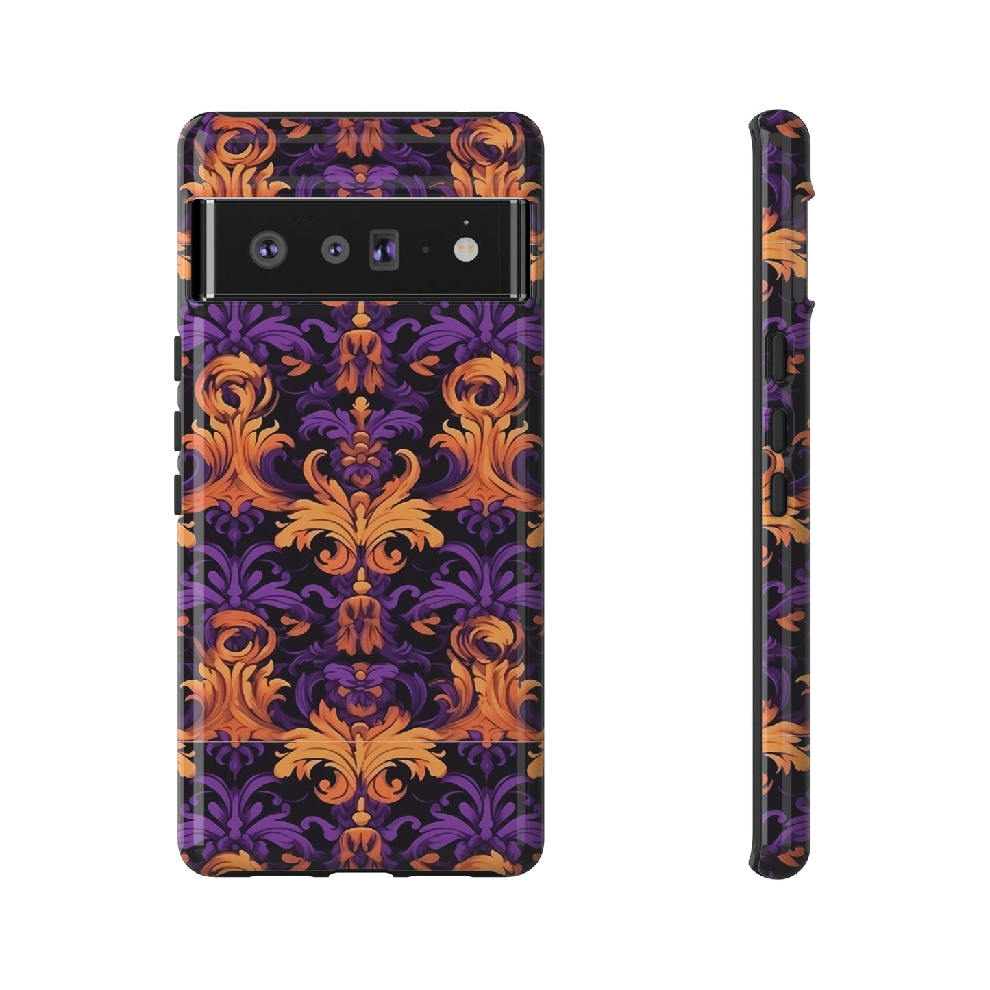 Purple and Orange Damask Tough Case for iPhone Samsung Google Phone