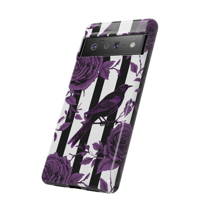 Striped Crows and Roses Tough Cases for iPhone Samsung Google Phones