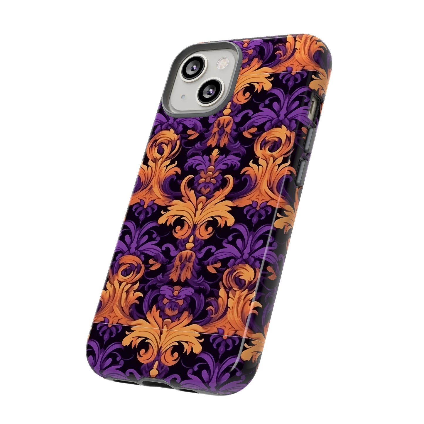 Purple and Orange Damask Tough Case for iPhone Samsung Google Phone