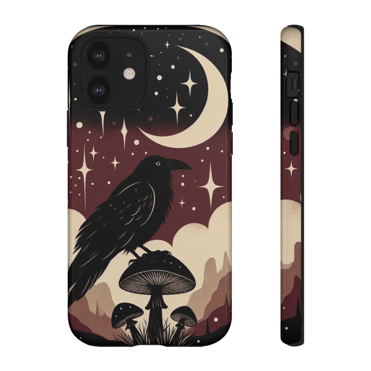 Raven On Mushroom Tough Phone Case For iPhone Samsung GooglePhone CaseVTZdesignsiPhone 12GlossyAccessoriescottage corecottagecore