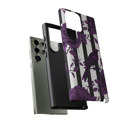 Striped Crows and Roses Tough Cases for iPhone Samsung Google Phones