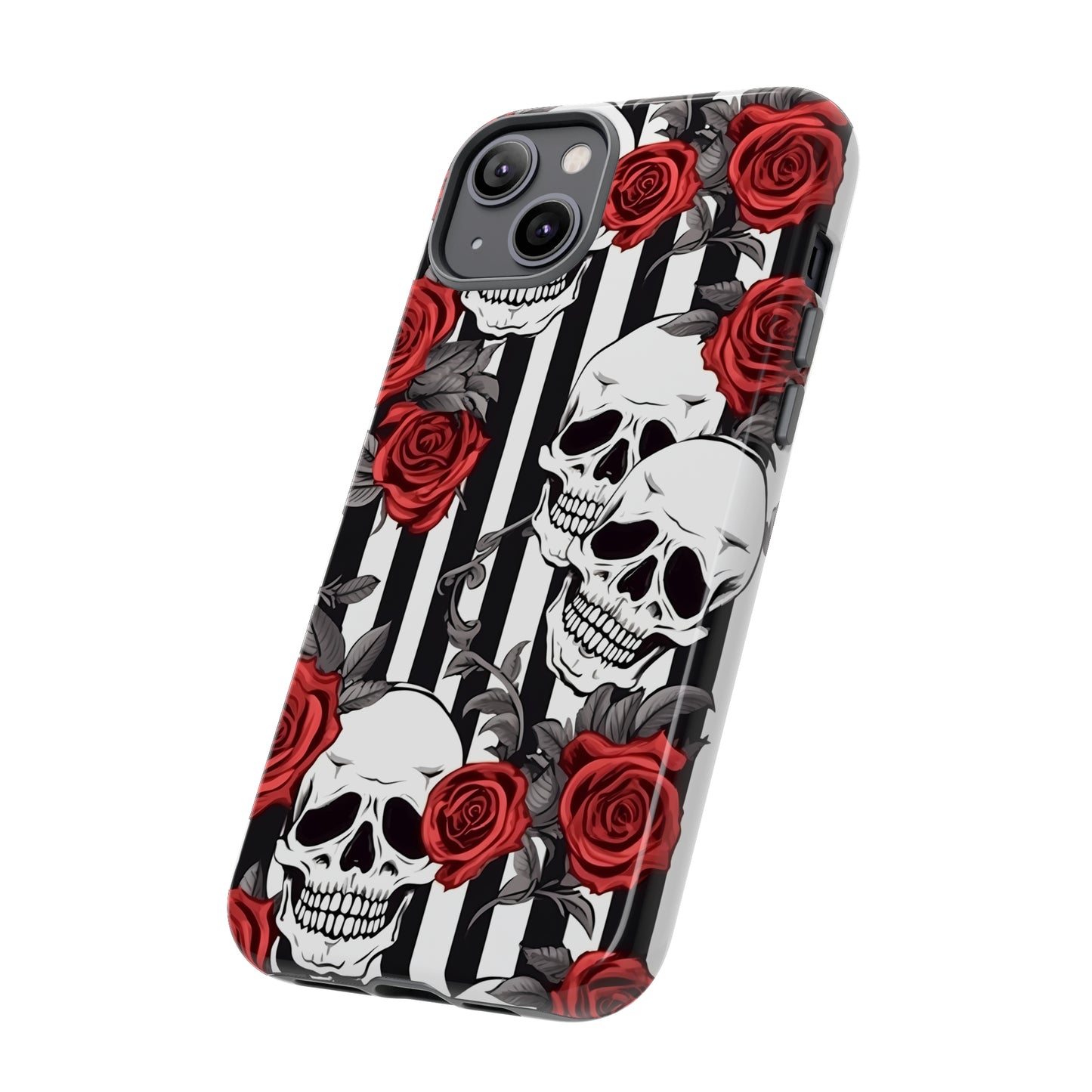 Striped Skulls and Roses Tough Case for iPhone Samsung Google PhonePhone CaseVTZdesignsiPhone 12 MiniMatteAccessoriesGlossygothic