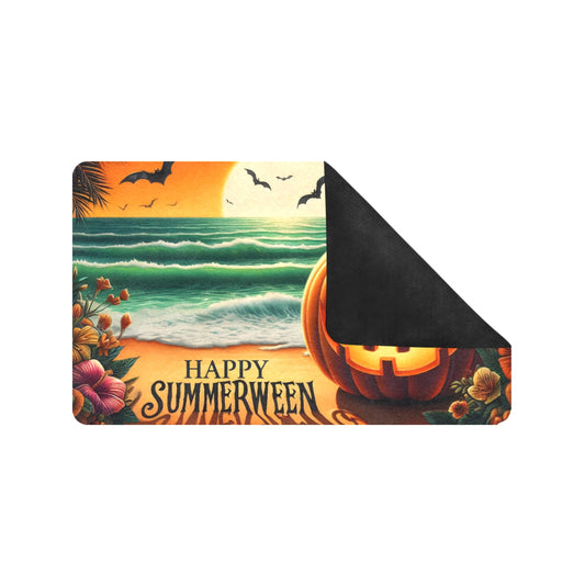 Happy Summerween Pumpkin Rubber Doormat