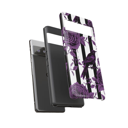 Striped Crows and Roses Tough Cases for iPhone Samsung Google Phones