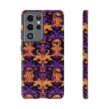 Purple and Orange Damask Tough Case for iPhone Samsung Google Phone