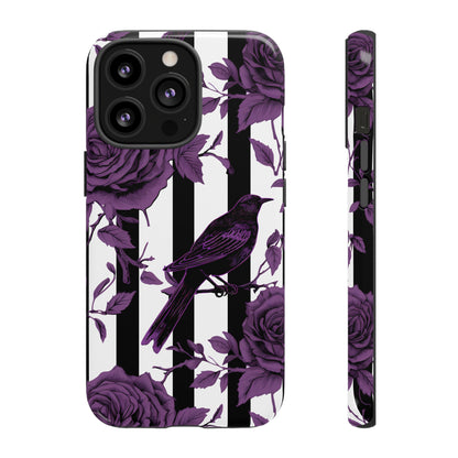 Striped Crows and Roses Tough Cases for iPhone Samsung Google PhonesPhone CaseVTZdesignsiPhone 13 ProGlossyAccessoriescrowsGlossy