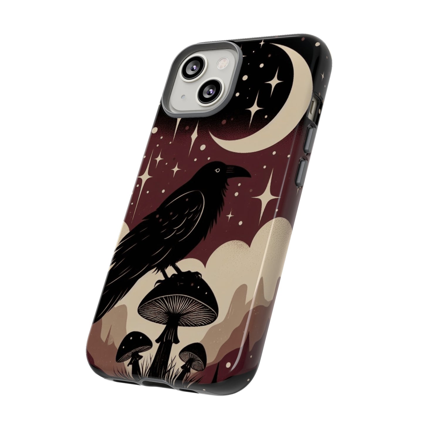 Raven On Mushroom Tough Phone Case For iPhone Samsung GooglePhone CaseVTZdesignsiPhone 15 Pro MaxMatteAccessoriescottage corecottagecore