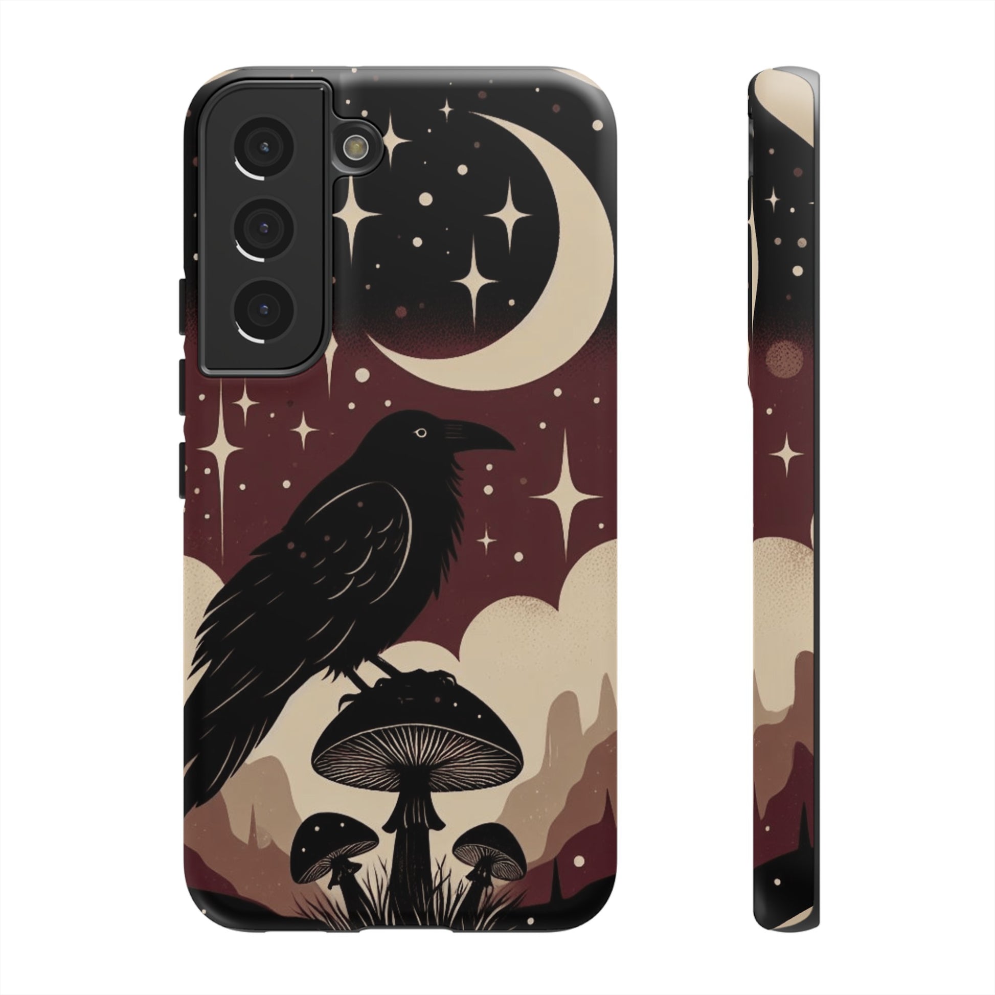 Raven On Mushroom Tough Phone Case For iPhone Samsung GooglePhone CaseVTZdesignsSamsung Galaxy S22MatteAccessoriescottage corecottagecore