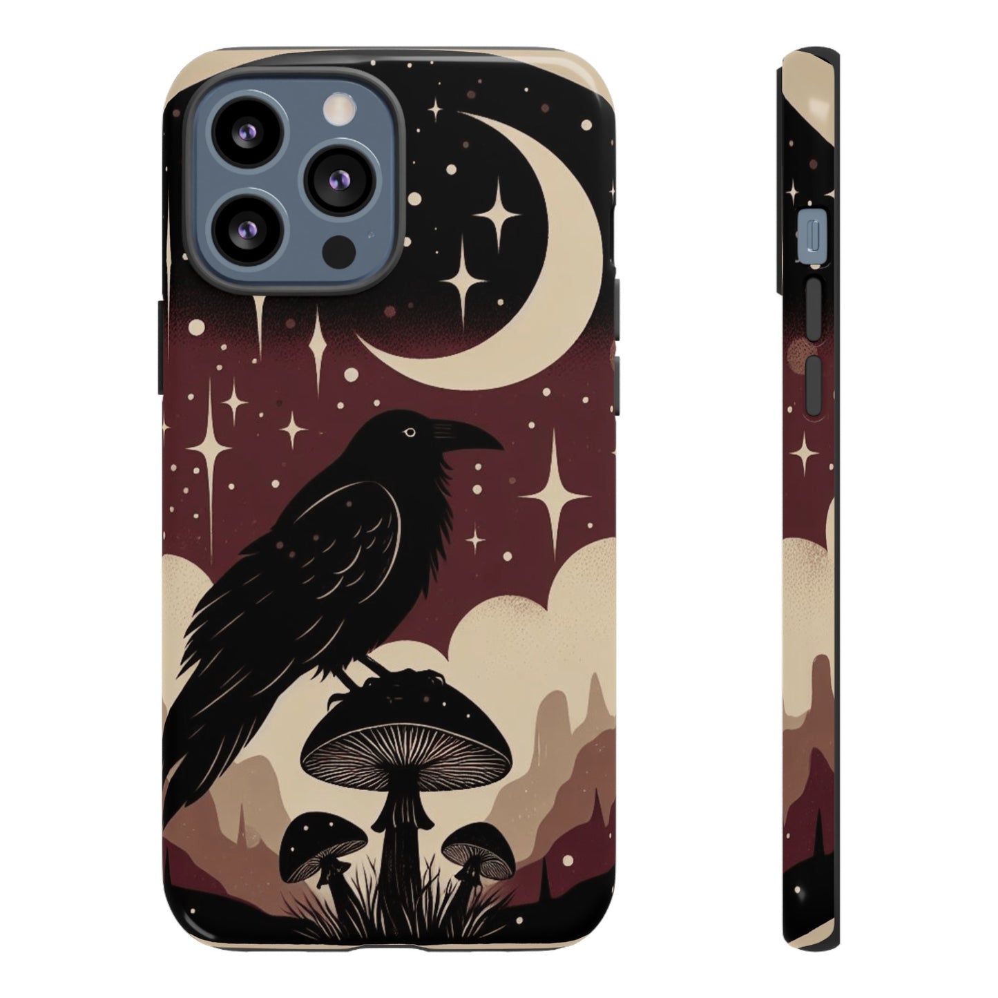 Raven On Mushroom Tough Phone Case For iPhone Samsung GooglePhone CaseVTZdesignsiPhone 13 Pro MaxGlossyAccessoriescottage corecottagecore