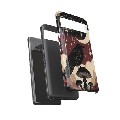 Raven On Mushroom Tough Phone Case For iPhone Samsung Google