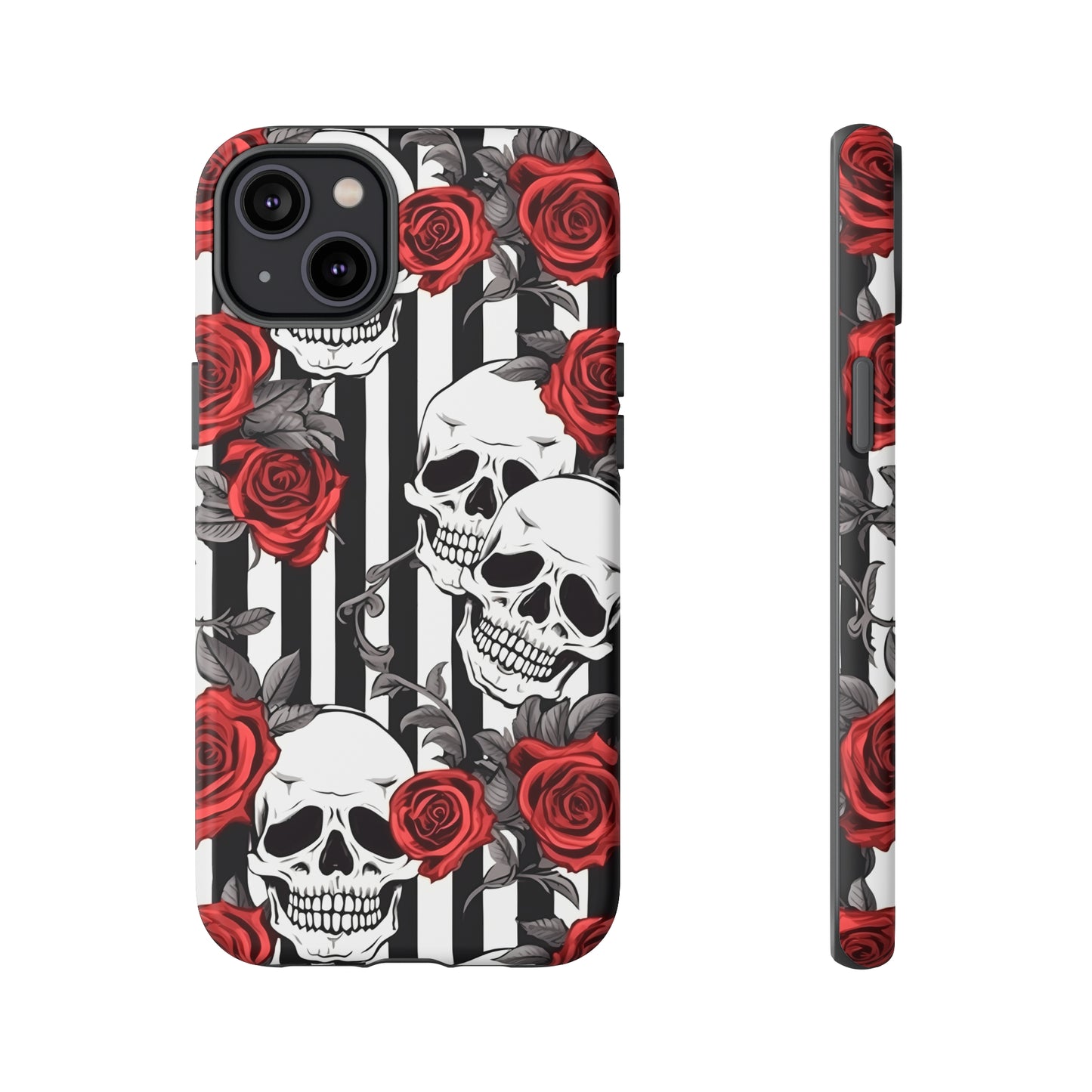 Striped Skulls and Roses Tough Case for iPhone Samsung Google PhonePhone CaseVTZdesignsiPhone 14 PlusMatteAccessoriesGlossygothic