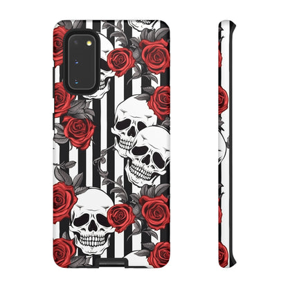 Striped Skulls and Roses Tough Case for iPhone Samsung Google PhonePhone CaseVTZdesignsSamsung Galaxy S20MatteAccessoriesGlossygothic