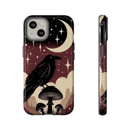 Raven On Mushroom Tough Phone Case For iPhone Samsung GooglePhone CaseVTZdesignsiPhone 14GlossyAccessoriescottage corecottagecore