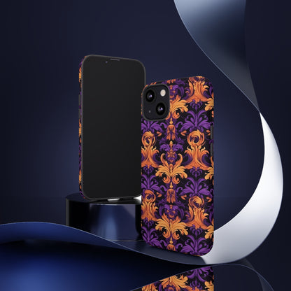 Purple and Orange Damask Tough Case for iPhone Samsung Google Phone