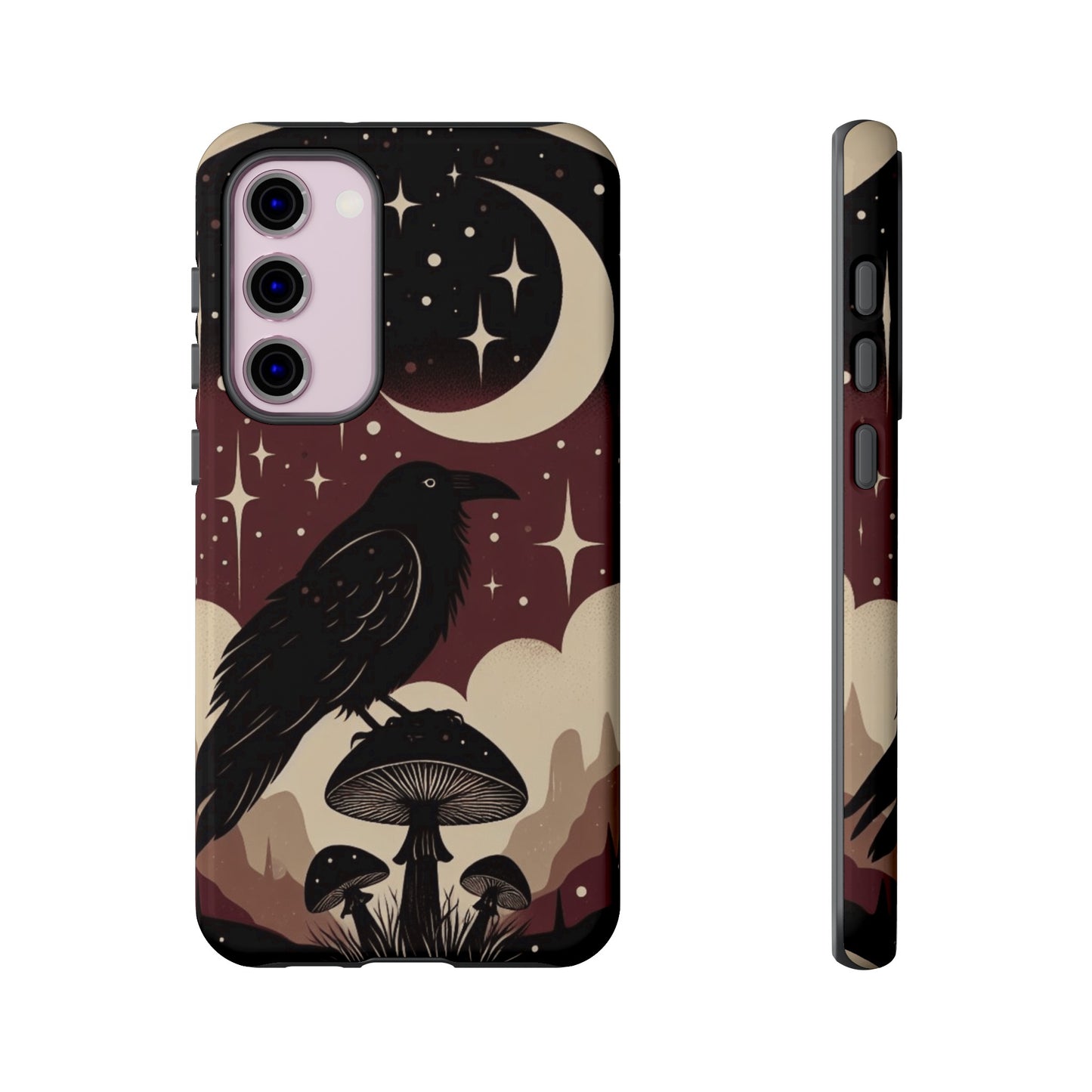 Raven On Mushroom Tough Phone Case For iPhone Samsung GooglePhone CaseVTZdesignsSamsung Galaxy S23 PlusGlossyAccessoriescottage corecottagecore