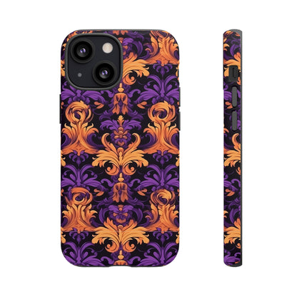 Purple and Orange Damask Tough Case for iPhone Samsung Google Phone