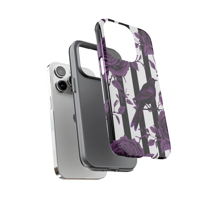 Striped Crows and Roses Tough Cases for iPhone Samsung Google PhonesPhone CaseVTZdesignsiPhone XS MAXMatteAccessoriescrowsGlossy