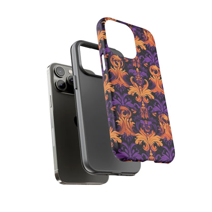 Purple and Orange Damask Tough Case for iPhone Samsung Google Phone