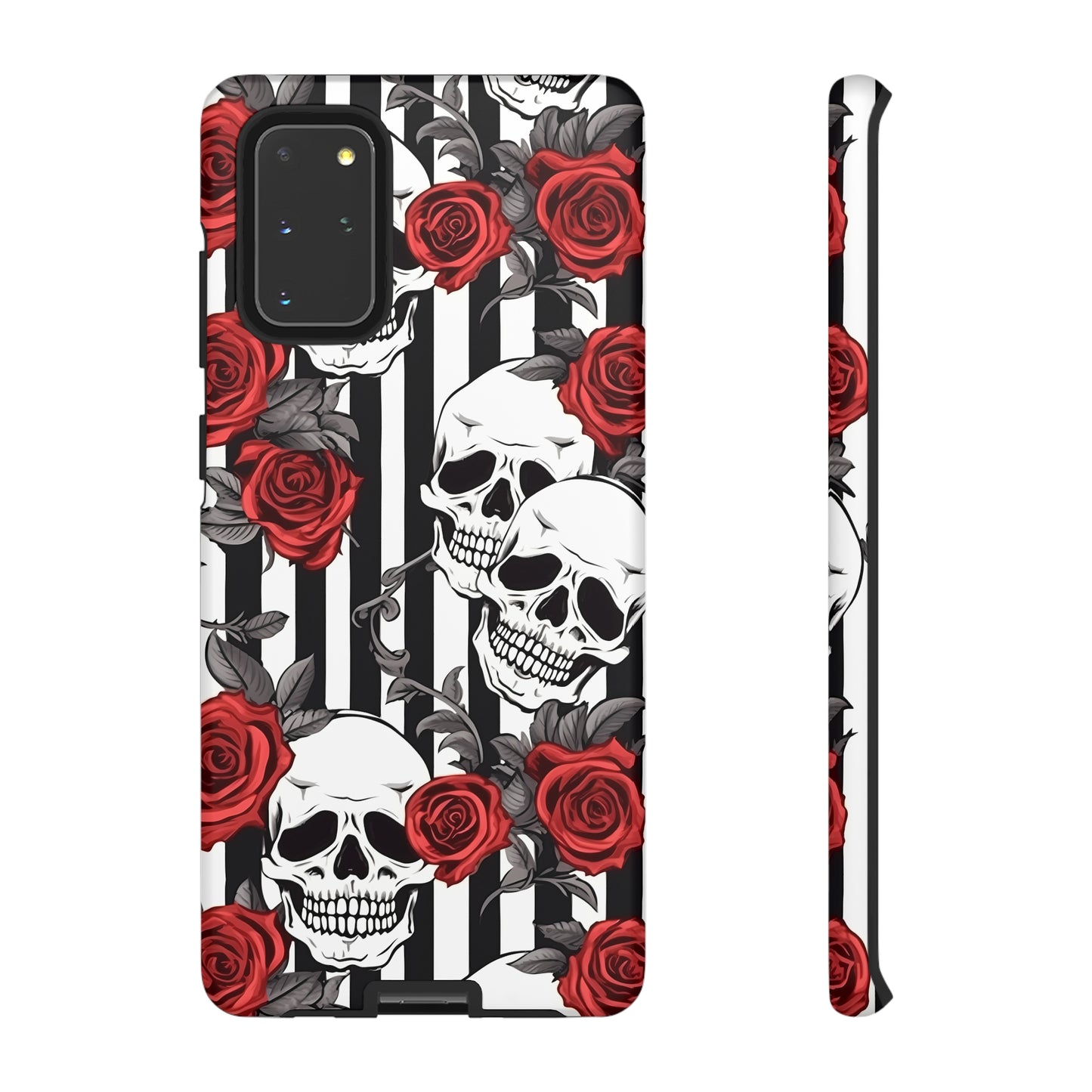 Striped Skulls and Roses Tough Case for iPhone Samsung Google PhonePhone CaseVTZdesignsSamsung Galaxy S20+MatteAccessoriesGlossygothic