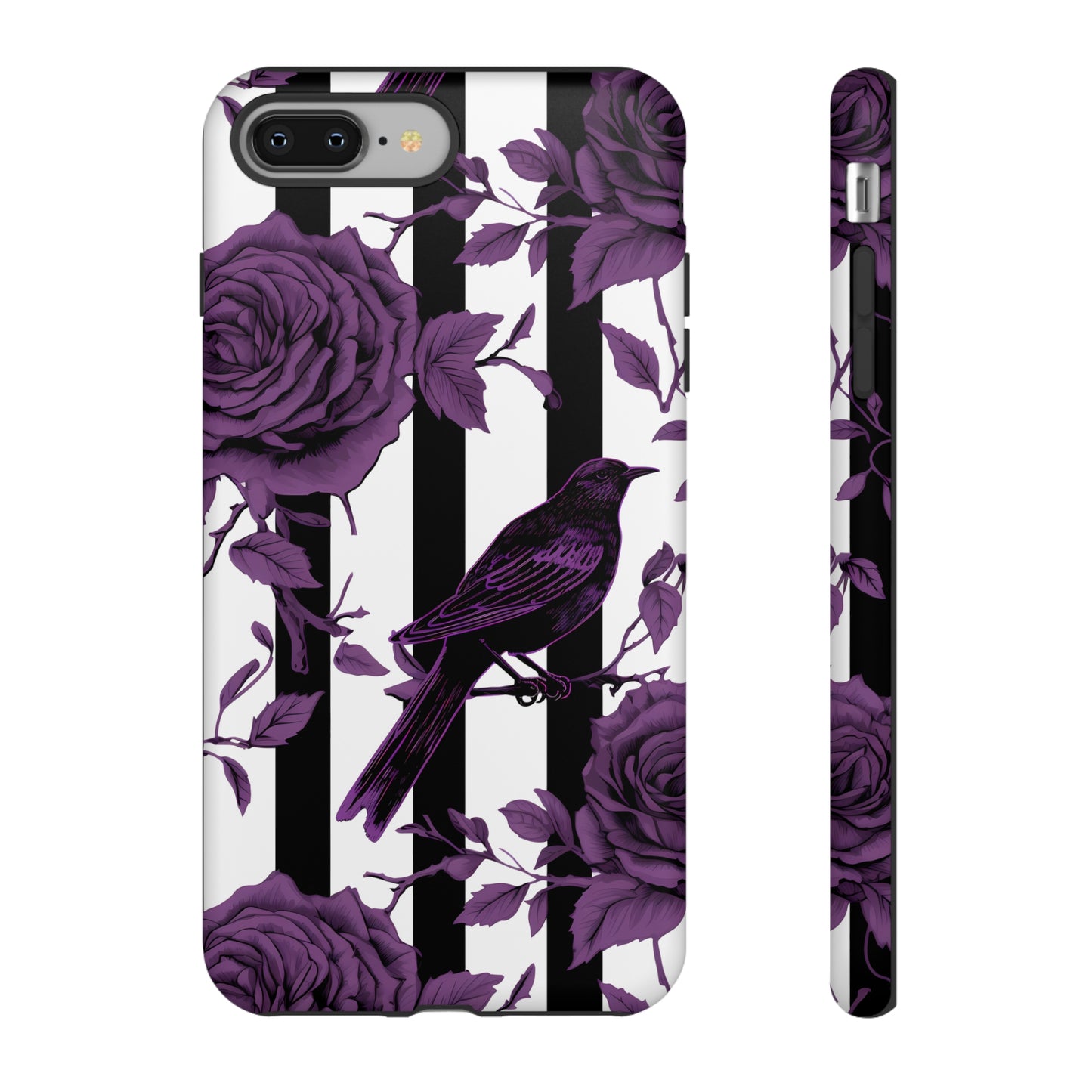 Striped Crows and Roses Tough Cases for iPhone Samsung Google PhonesPhone CaseVTZdesignsiPhone 8 PlusMatteAccessoriescrowsGlossy