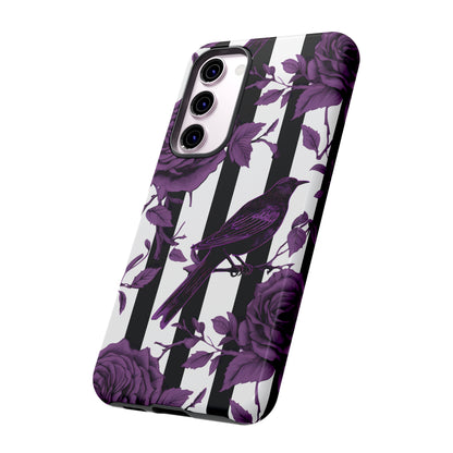 Striped Crows and Roses Tough Cases for iPhone Samsung Google Phones