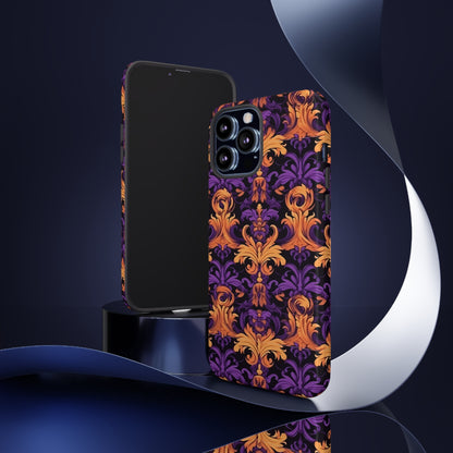 Purple and Orange Damask Tough Case for iPhone Samsung Google Phone