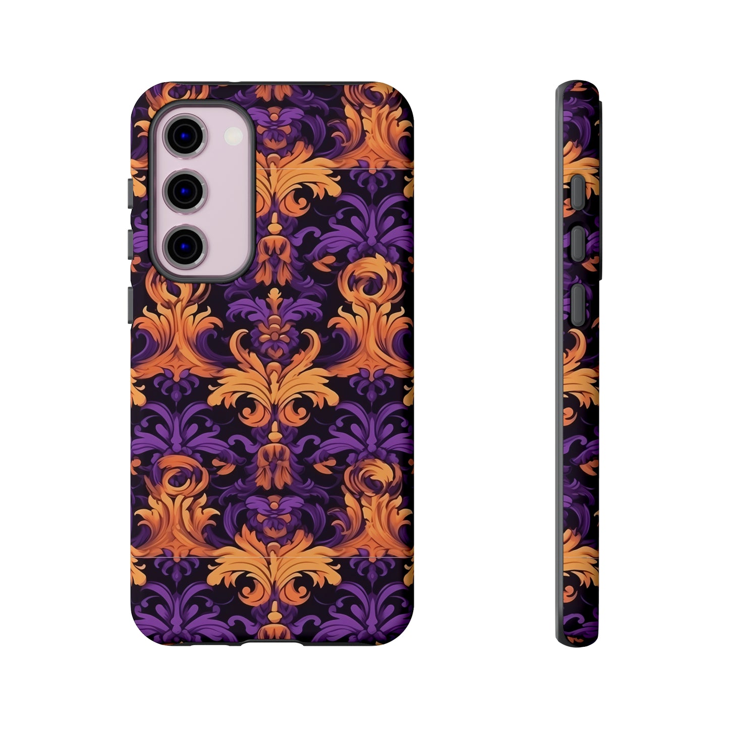 Purple and Orange Damask Tough Case for iPhone Samsung Google Phone