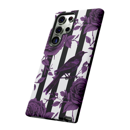 Striped Crows and Roses Tough Cases for iPhone Samsung Google Phones