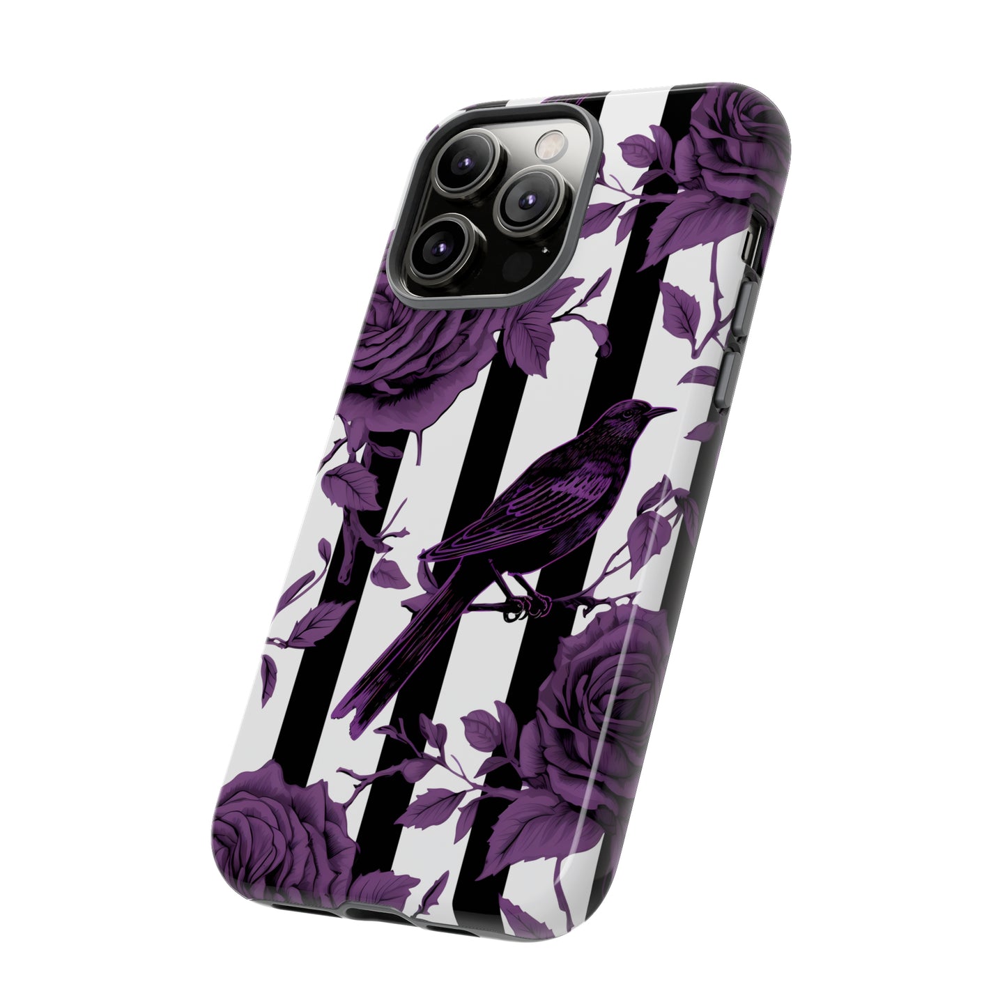 Striped Crows and Roses Tough Cases for iPhone Samsung Google PhonesPhone CaseVTZdesignsGoogle Pixel 6GlossyAccessoriescrowsGlossy