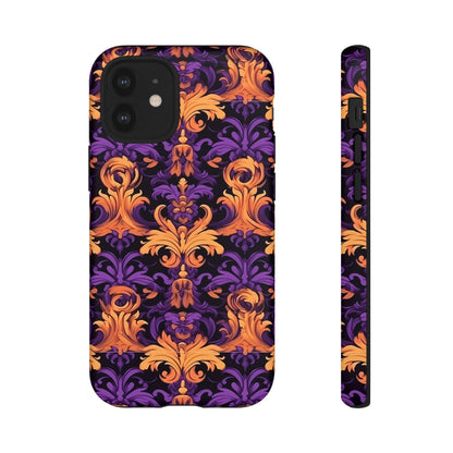 Purple and Orange Damask Tough Case for iPhone Samsung Google Phone