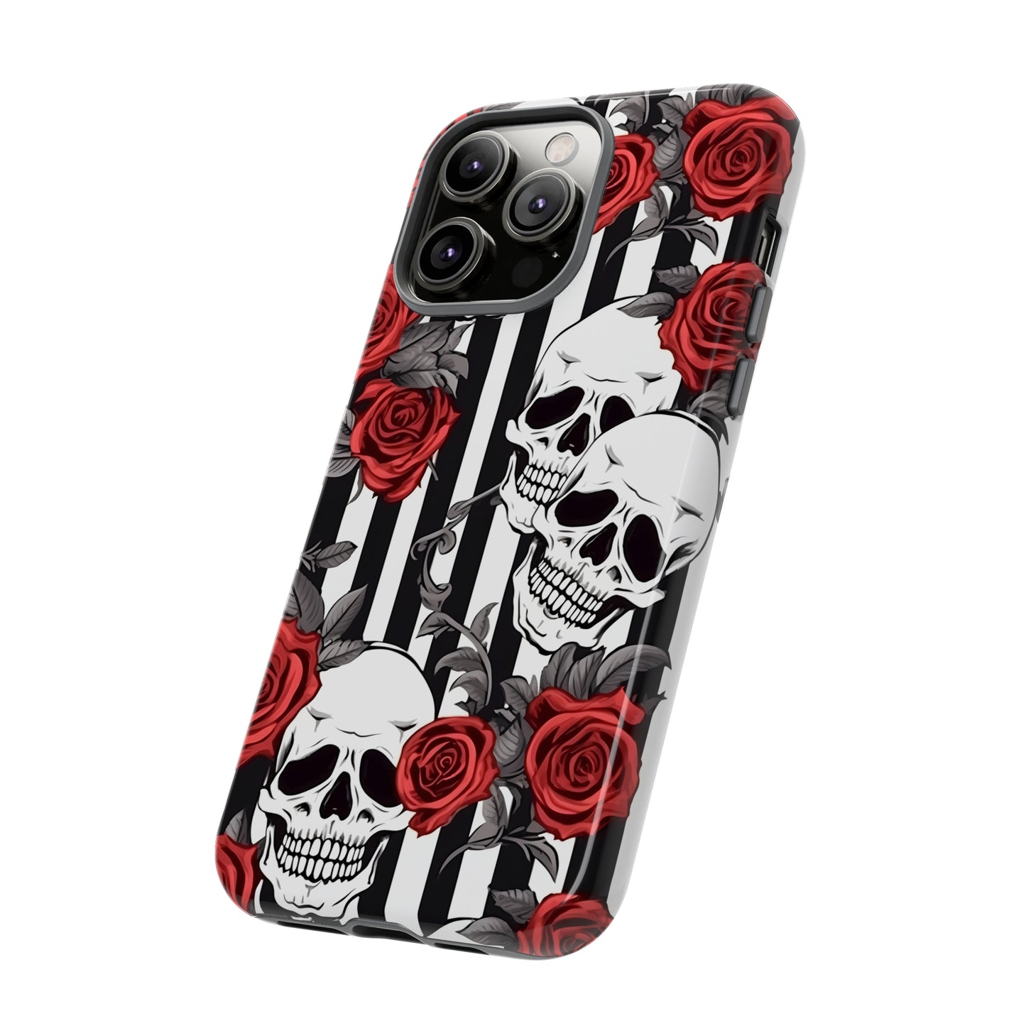 Striped Skulls and Roses Tough Case for iPhone Samsung Google PhonePhone CaseVTZdesignsiPhone 12 MiniMatteAccessoriesGlossygothic