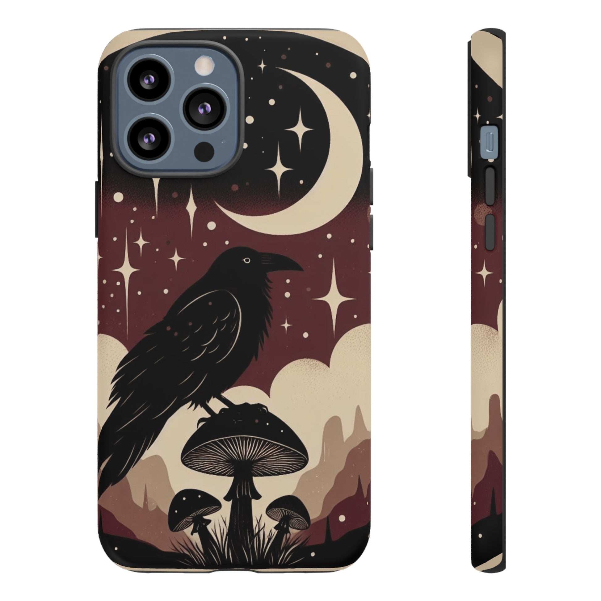 Raven On Mushroom Tough Phone Case For iPhone Samsung GooglePhone CaseVTZdesignsiPhone 13 Pro MaxMatteAccessoriescottage corecottagecore