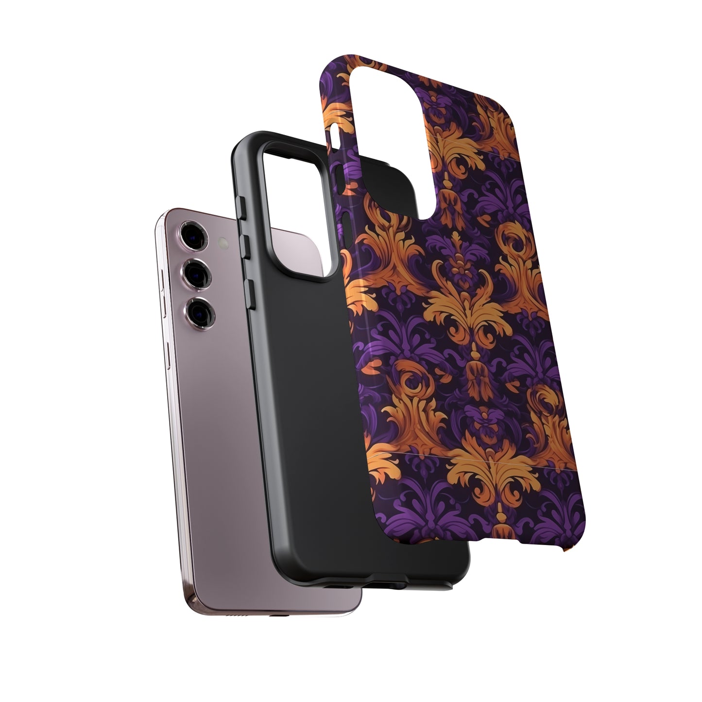 Purple and Orange Damask Tough Case for iPhone Samsung Google Phone