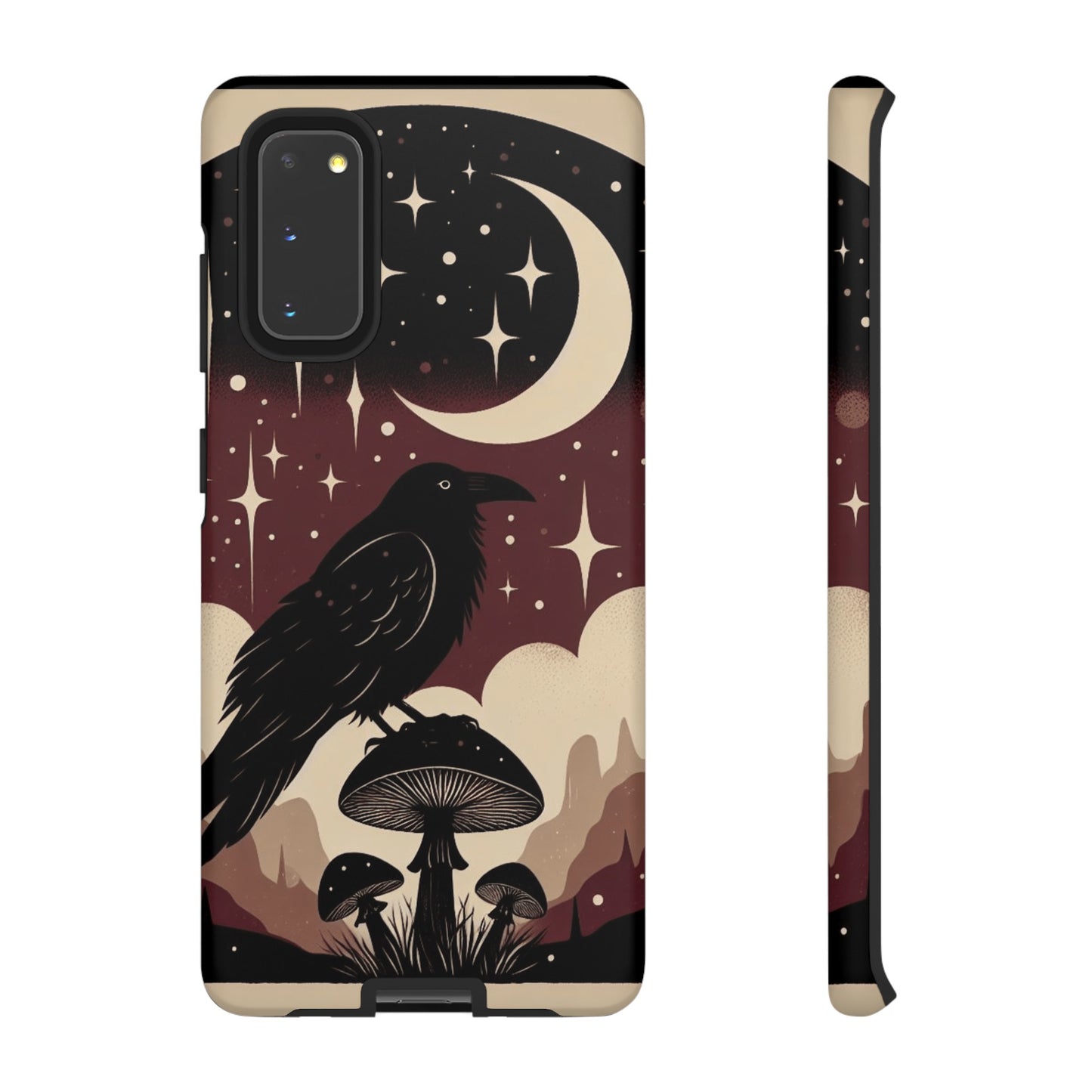 Raven On Mushroom Tough Phone Case For iPhone Samsung GooglePhone CaseVTZdesignsSamsung Galaxy S20MatteAccessoriescottage corecottagecore