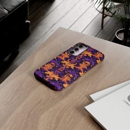 Purple and Orange Damask Tough Case for iPhone Samsung Google Phone