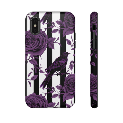 Striped Crows and Roses Tough Cases for iPhone Samsung Google PhonesPhone CaseVTZdesignsiPhone XSMatteAccessoriescrowsGlossy