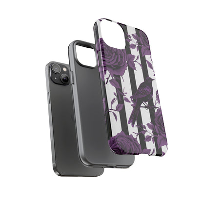 Striped Crows and Roses Tough Cases for iPhone Samsung Google PhonesPhone CaseVTZdesignsiPhone 13 ProMatteAccessoriescrowsGlossy