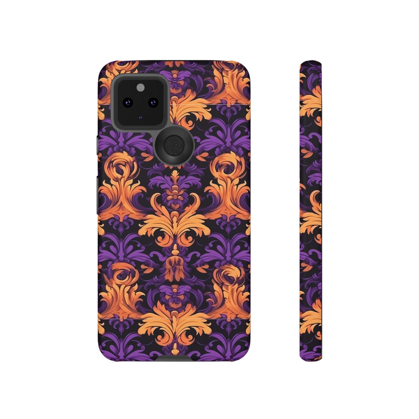 Purple and Orange Damask Tough Case for iPhone Samsung Google Phone