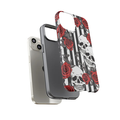 Striped Skulls and Roses Tough Case for iPhone Samsung Google PhonePhone CaseVTZdesignsiPhone 12 MiniMatteAccessoriesGlossygothic