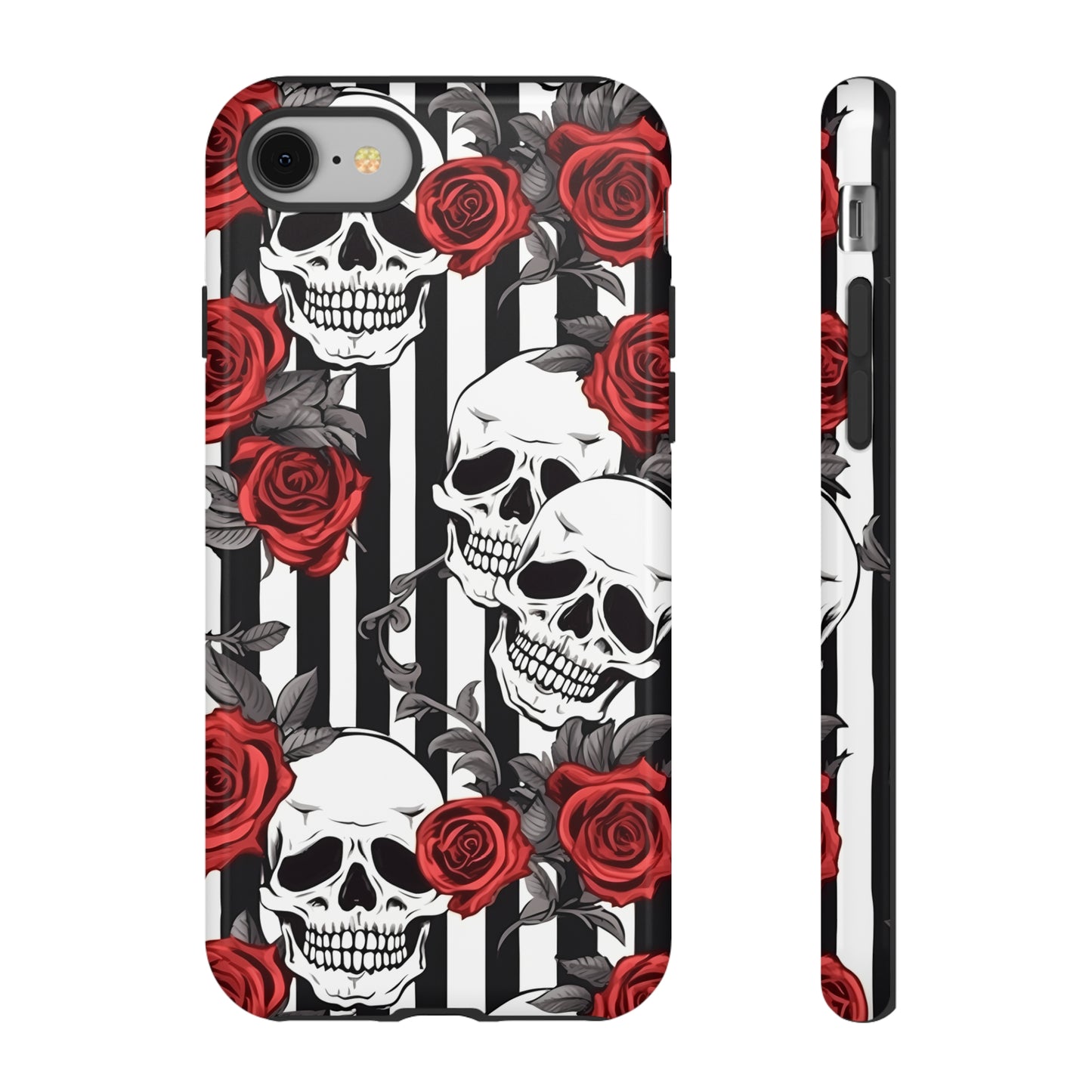 Striped Skulls and Roses Tough Case for iPhone Samsung Google PhonePhone CaseVTZdesignsiPhone 8GlossyAccessoriesGlossygothic