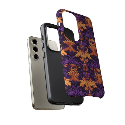 Purple and Orange Damask Tough Case for iPhone Samsung Google Phone