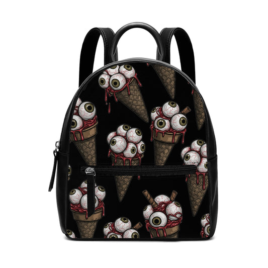 Dripping Eyeball Ice Cream Cones Leather Summerween Backpack